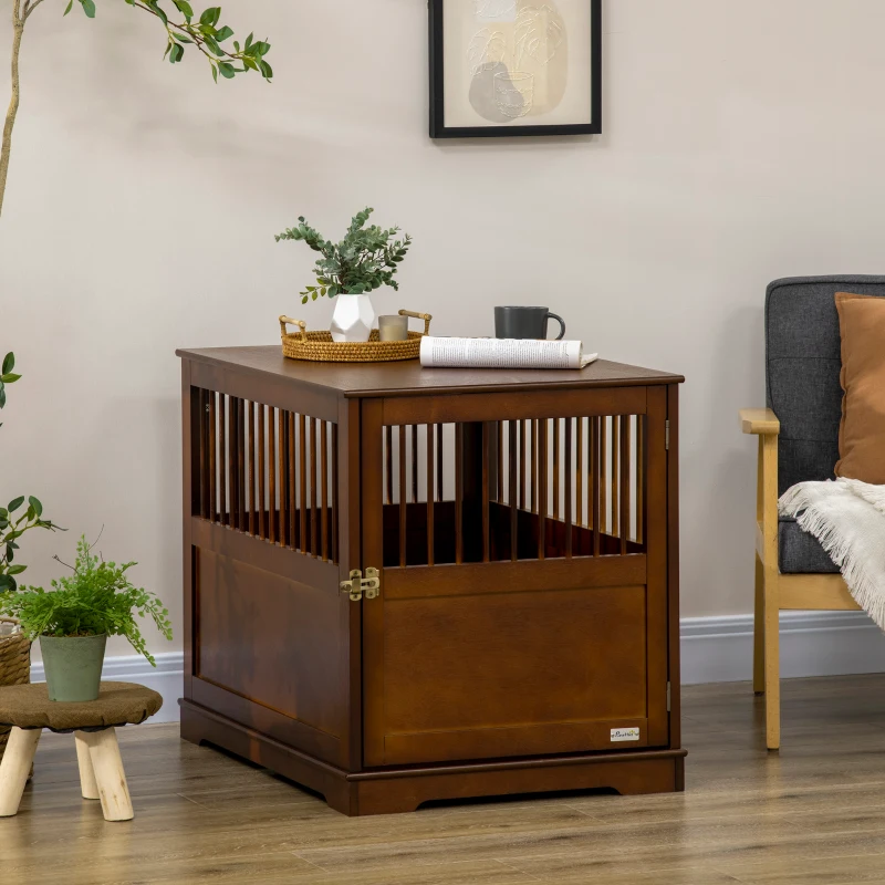 PawHut hondenkooi, hondenhok met tafelblad, huisdierkooi, hondenbench, bruin