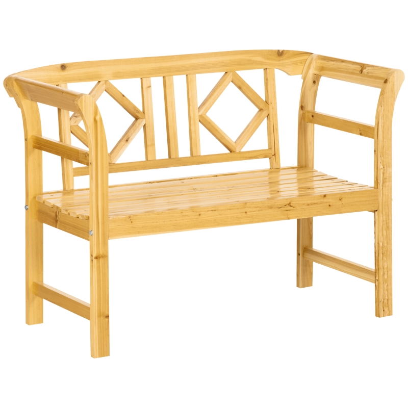 Outsunny tuinbank 2-zits parkbank van hout bank tot 220 kg bank terrasbank met rugleuning tuinmeubelen massief hout 116 x 56 x 80 cm aosoom