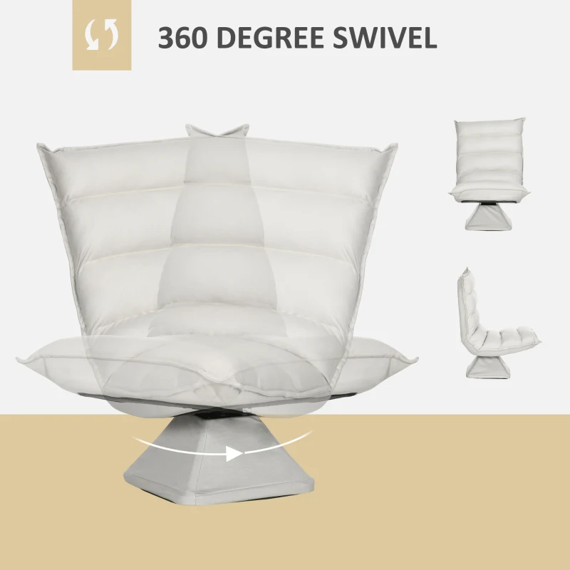 HOMCOM Stoel, draaibaar, verstelbare rugleuning, lederlook, stalen frame, lichtgrijs, 62 x 62 x 95 cm