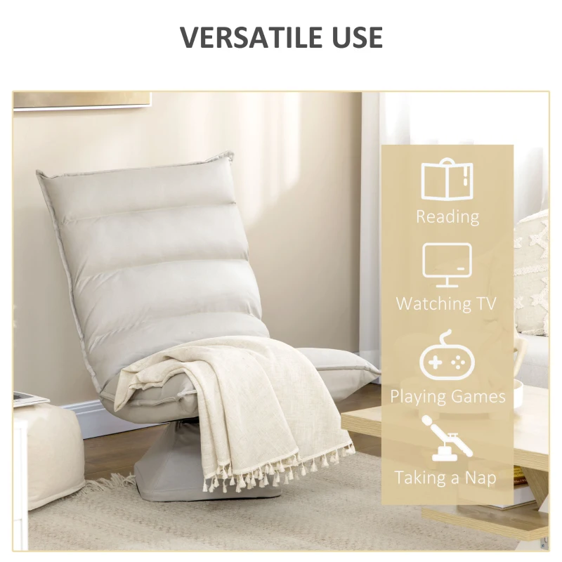 HOMCOM Stoel, draaibaar, verstelbare rugleuning, lederlook, stalen frame, lichtgrijs, 62 x 62 x 95 cm