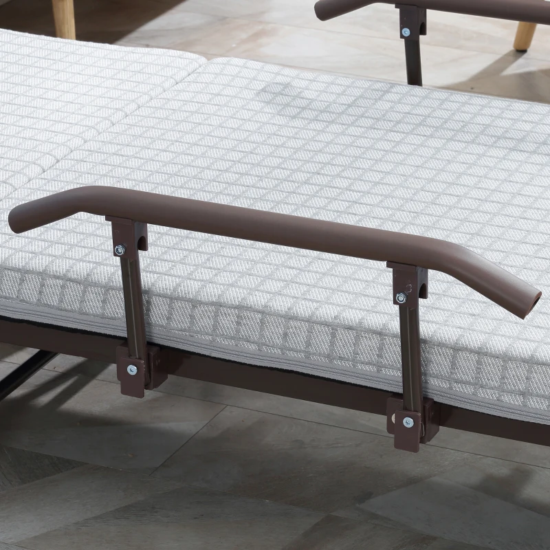 HOMCOM opklapbed, logeerbed met wielen, reisbed, in 5 standen verstelbaar, lichtgrijs