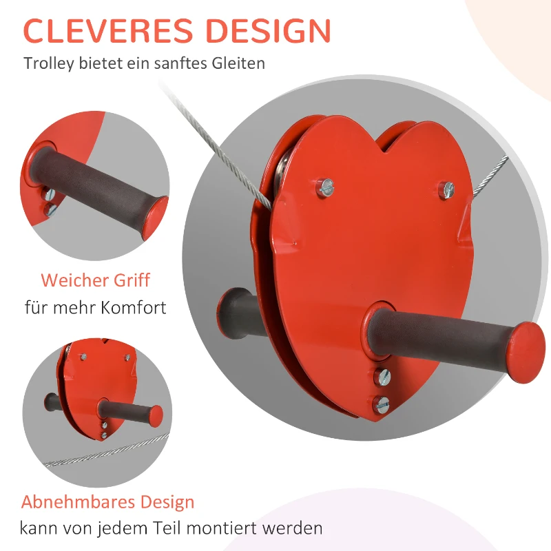 Outsunny 20 m Zipline Kit Kinder Slackline-Set für Garten Outdoor Seilrutsche Zip Line Kit für 3-14 Jahre Kinder bis 150 kg