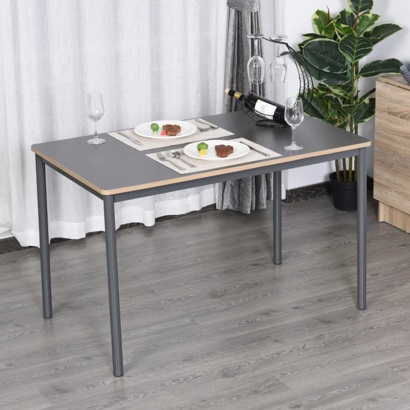 HOMCOM Dining Table, Kitchen Table with Steel Frame for 4 People,Minimum Style Small Working Desk for Living Room, Grey