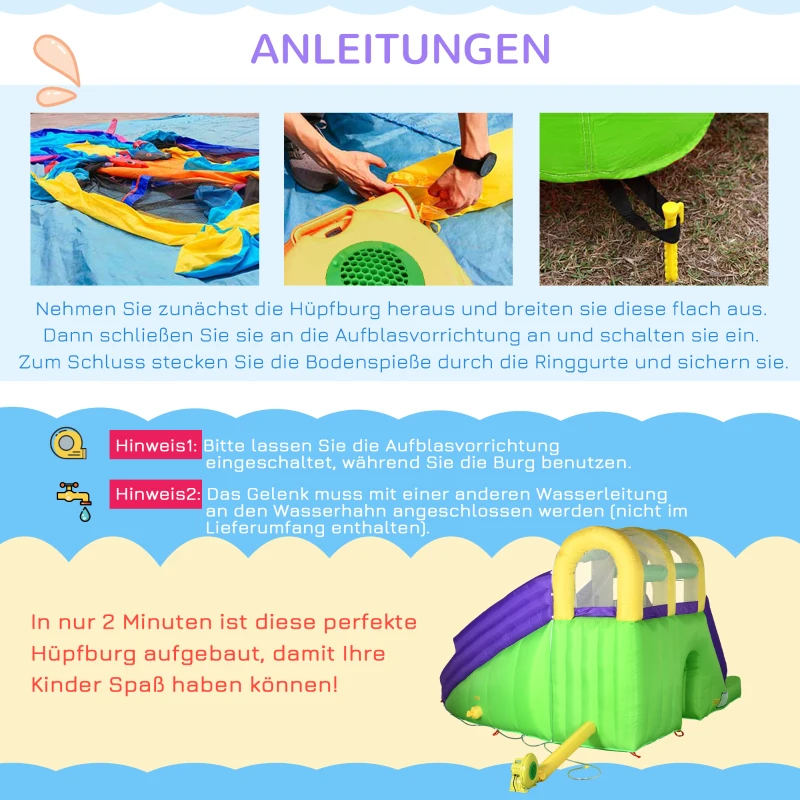 Outsunny Dmuchany Zamek z Wodnym Parkiem Rozrywki XXL - Ogrodowa Zabawa dla Dzieci