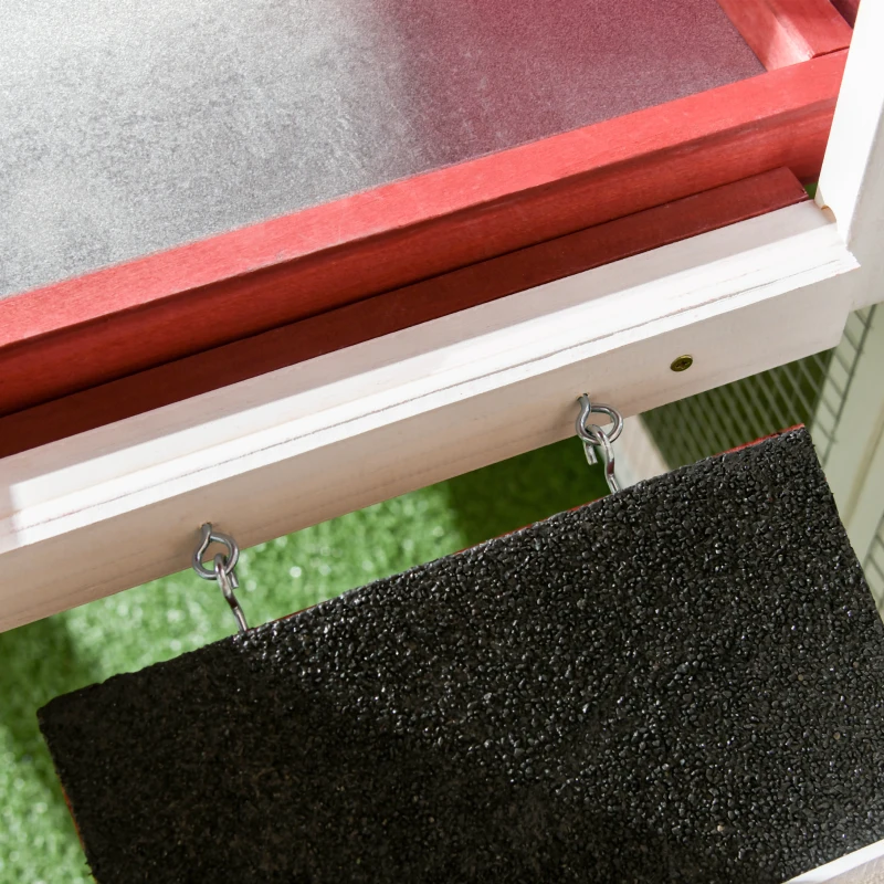 PawHut Galinheiro com vários níveis 201x75x117 cm Vermelho e Branco