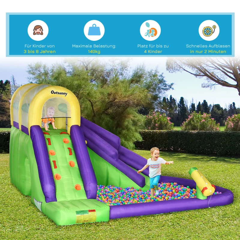 Outsunny Dmuchany Zamek z Wodnym Parkiem Rozrywki XXL - Ogrodowa Zabawa dla Dzieci