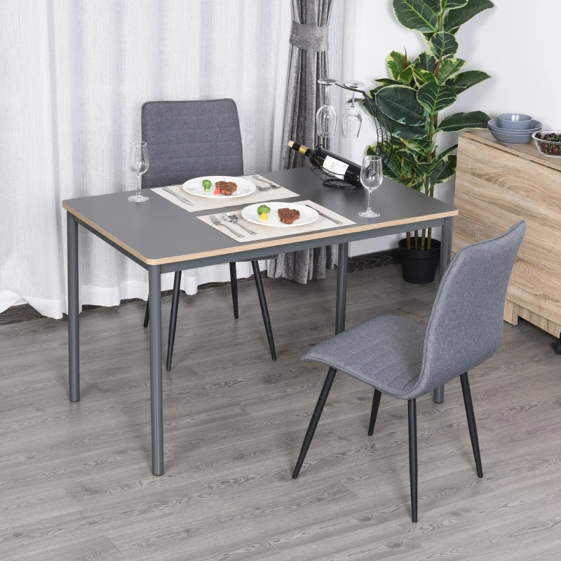 HOMCOM Dining Table, Kitchen Table with Steel Frame for 4 People,Minimum Style Small Working Desk for Living Room, Grey