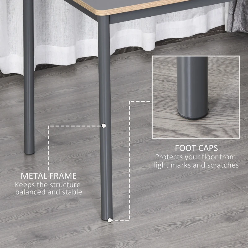 HOMCOM Dining Table, Kitchen Table with Steel Frame for 4 People,Minimum Style Small Working Desk for Living Room, Grey