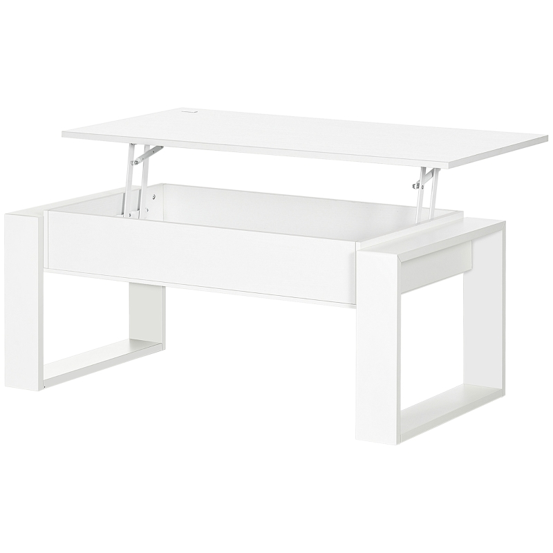 HOMCOM salontafel in hoogte verstelbare bijzettafel met verborgen opbergruimte salontafel lifttafel spaanplaat wit 105 x 79,5 x 59 cm