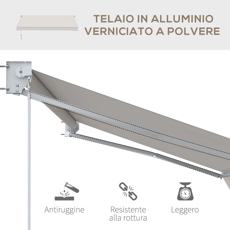 Outsunny Tenda da Sole 2x2.5 m, a Bracci ad Azionamento Manuale, in Alluminio e Poliestere, Crema