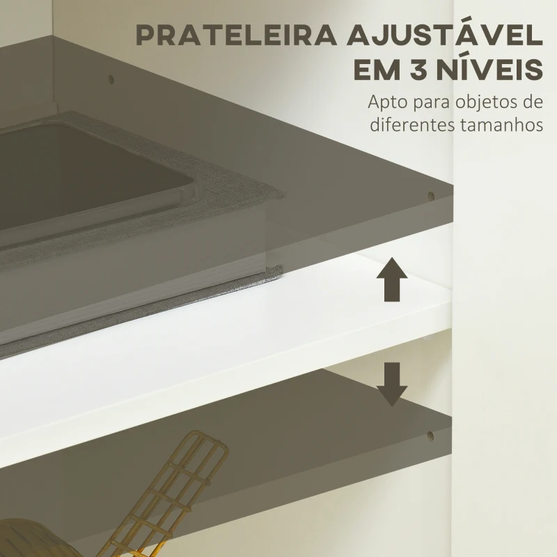 HOMCOM Aparador de Sala de Estar Armário de Armazenamento com 2 Portas e Prateleira Ajustável 80x37x75 cm Branco e Madeira