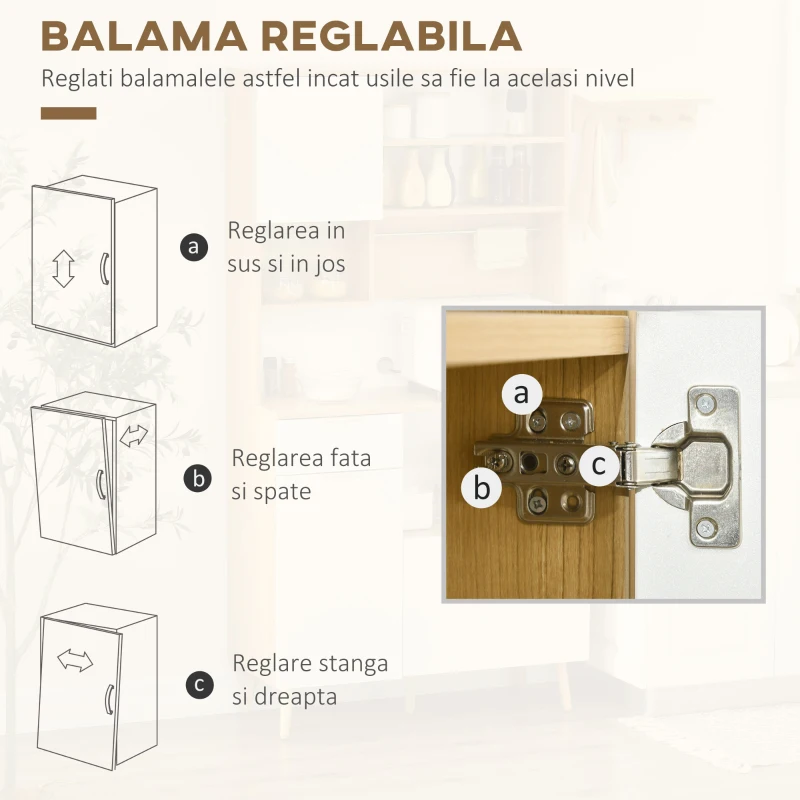 Homcom Dulap Bucatarie – 3 Usi, Sertar & Blat Deschis, Rafturi Reglabile(m-7)