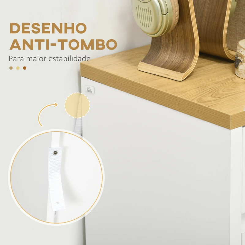 HOMCOM Cómoda Moderna com 4 Gavetas de Madeira para Dormitório Carga Máxima 40 kg 70x37x75 cm Branco e Madeira