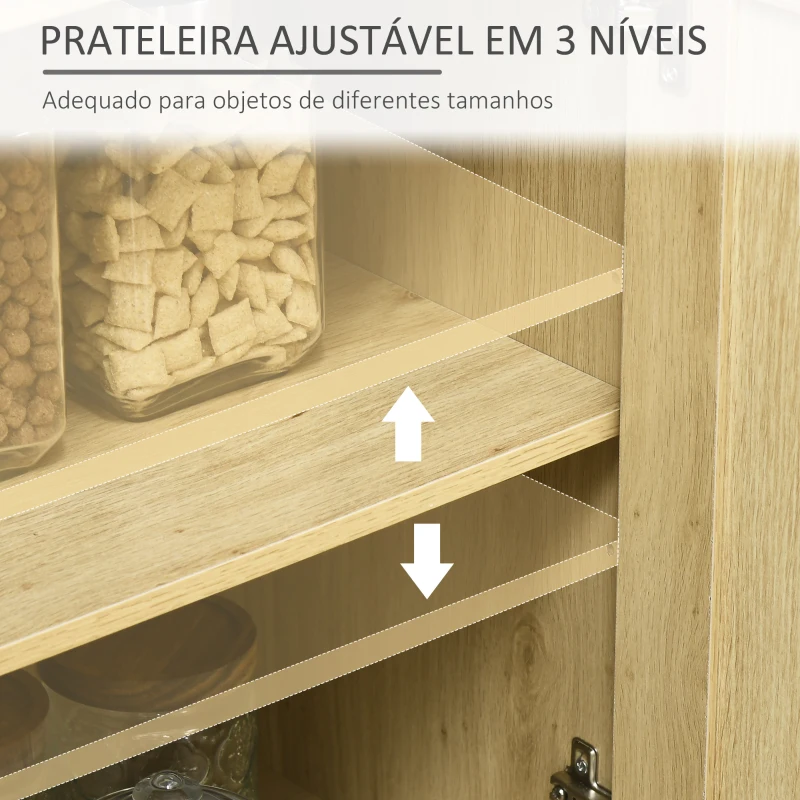 HOMCOM Aparador Sala de Estar de Estilo Cannage com 3 Portas de Vime Prateleiras Ajustáveis e Pés de Madeira 120x40x97 cm Madeira