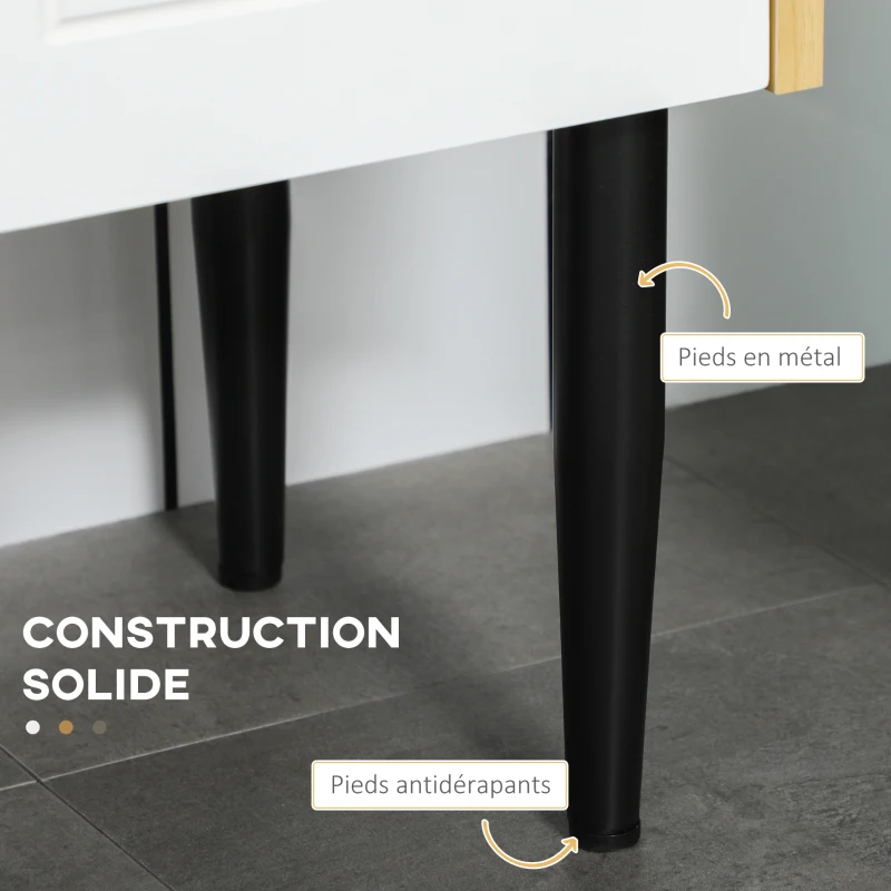 kleankin Lot de meuble à miroir et meuble colonne de salle de bain multi-rangement étagères réglables aspect chêne clair blanc