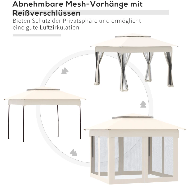 Outsunny Faltpavillon mit Seitenwänden Weiß 3,25 x 3,25 x 2,65 m