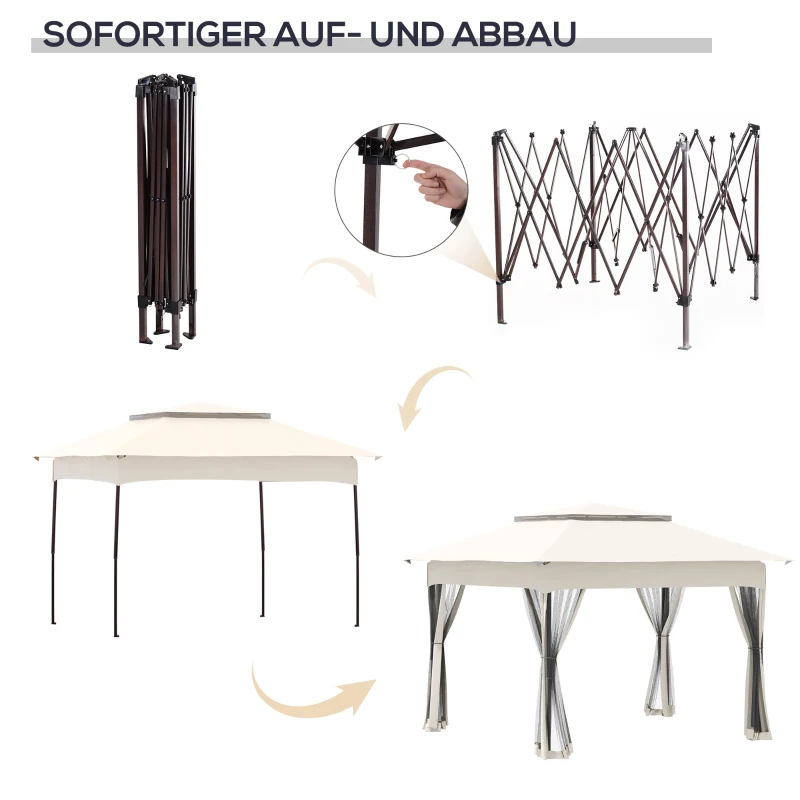 Outsunny Faltpavillon mit Seitenwänden Weiß 3,25 x 3,25 x 2,65 m