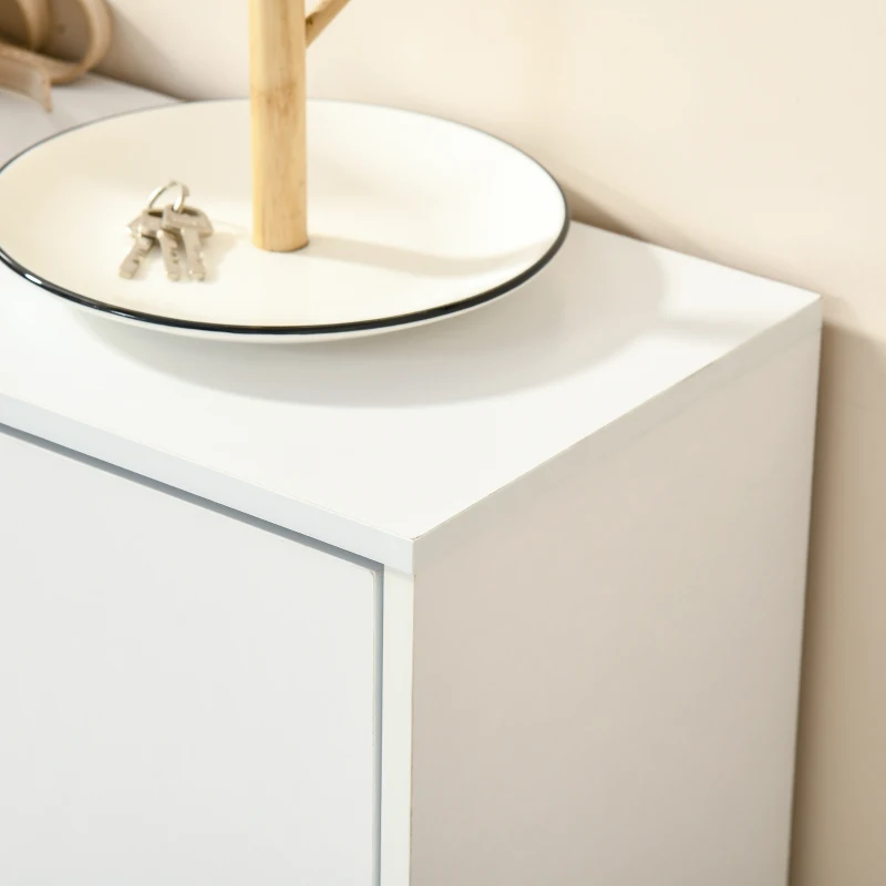 HOMCOM Sapateira de Madeira com 2 Compartimentos para Entrada Corredor Dormitório Sala de Estar 60x24x80 cm Branco