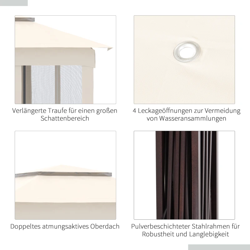 Outsunny Faltpavillon mit Seitenwänden Weiß 3,25 x 3,25 x 2,65 m