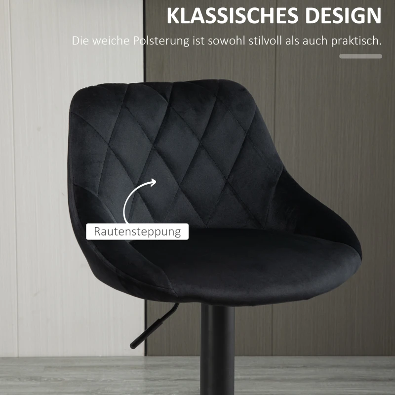 HOMCOM Zestaw 2 stołków barowych obrotowy tapicerowany wysokie stołek barowy z regulacją wysokości poliester metal