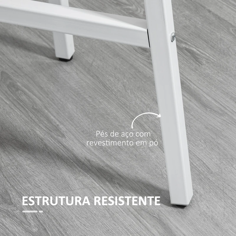 HOMCOM Mesa de Sala de Jantar Redonda para 4 Pessoas Mesa de Cozinha Moderna com Pés de Aço Ø80x76 cm Madeira e Branco