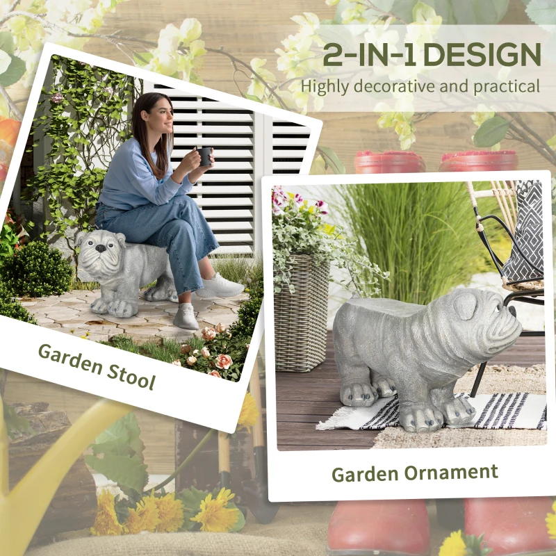 Outsunny Realistic Pekingese Sculpture, Garden Statue / Garden Stool, Outdoor Dog Ornament Home Decoration