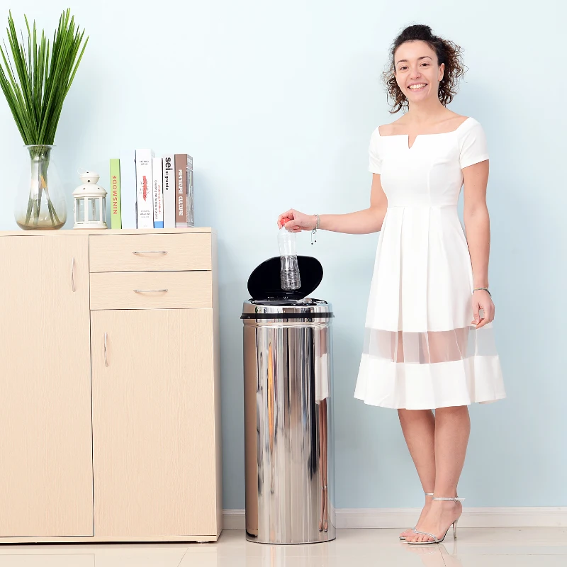 HOMCOM 50L LUXURY Automatic Sensor Dustbin Kitchen Waste Bin Rubbish Trashcan Auto Dustbin Stainless Steel with Bucket CHROME