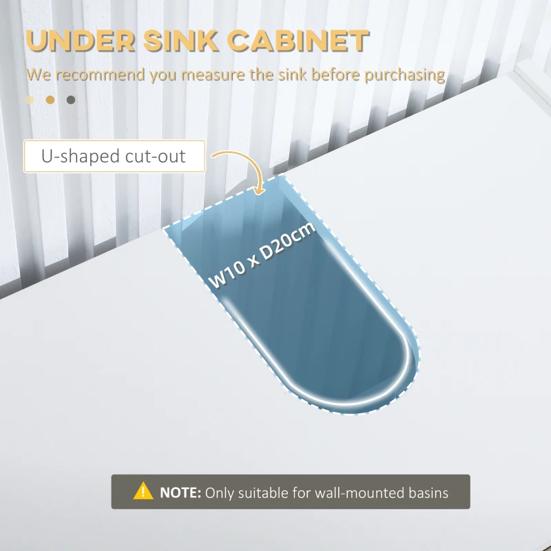 kleankin Modern Bathroom Sink Cabinet, Floor Standing Under Sink Cabinet, Freestanding Storage Cupboard with Double Doors, White