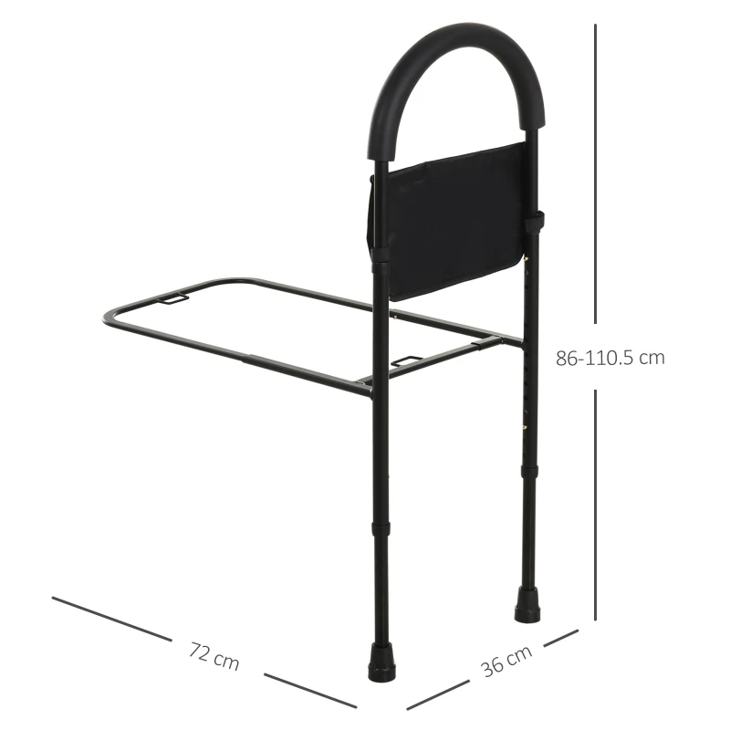 HOMCOM Steel Bed Assistance Rail 7-Height Adjustable w/ Storage Bag Foam Handle Safety Support Home