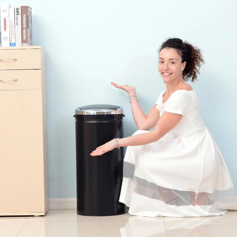 HOMCOM 30L LUXURY Automatic Sensor Dustbin Kitchen Waste Bin Rubbish Trashcan Auto Dustbin Stainless Steel with Bucket Black 30.5*30.5*51.5CM