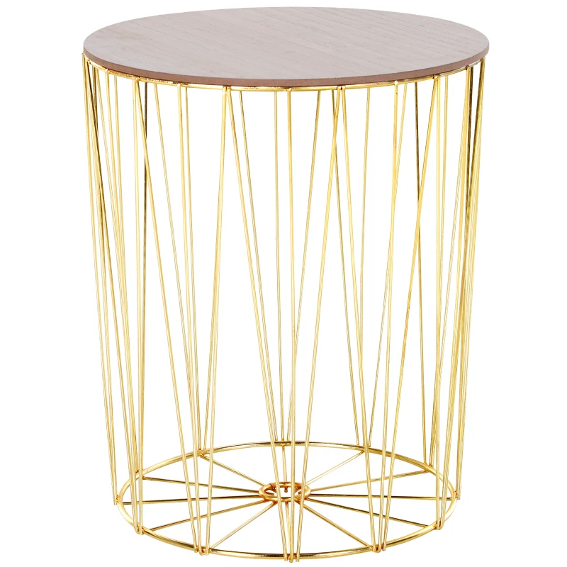 HOMCOM Coffee Tables Set of 2, Side Tables with Metal Frame, End Tables for Living Room, Bedroom - Gold Color Base