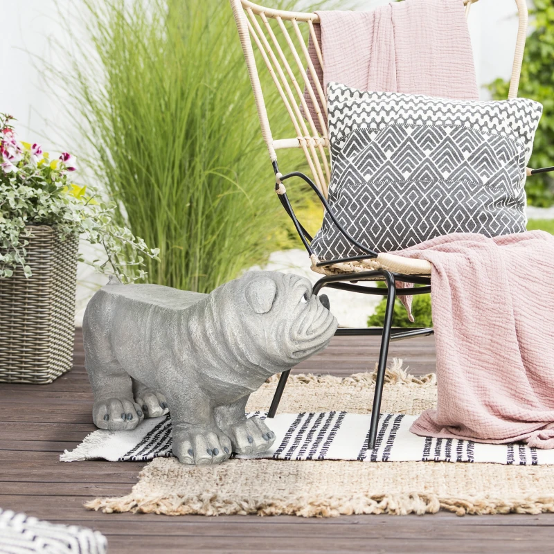 Outsunny Realistic Pekingese Sculpture, Garden Statue / Garden Stool, Outdoor Dog Ornament Home Decoration