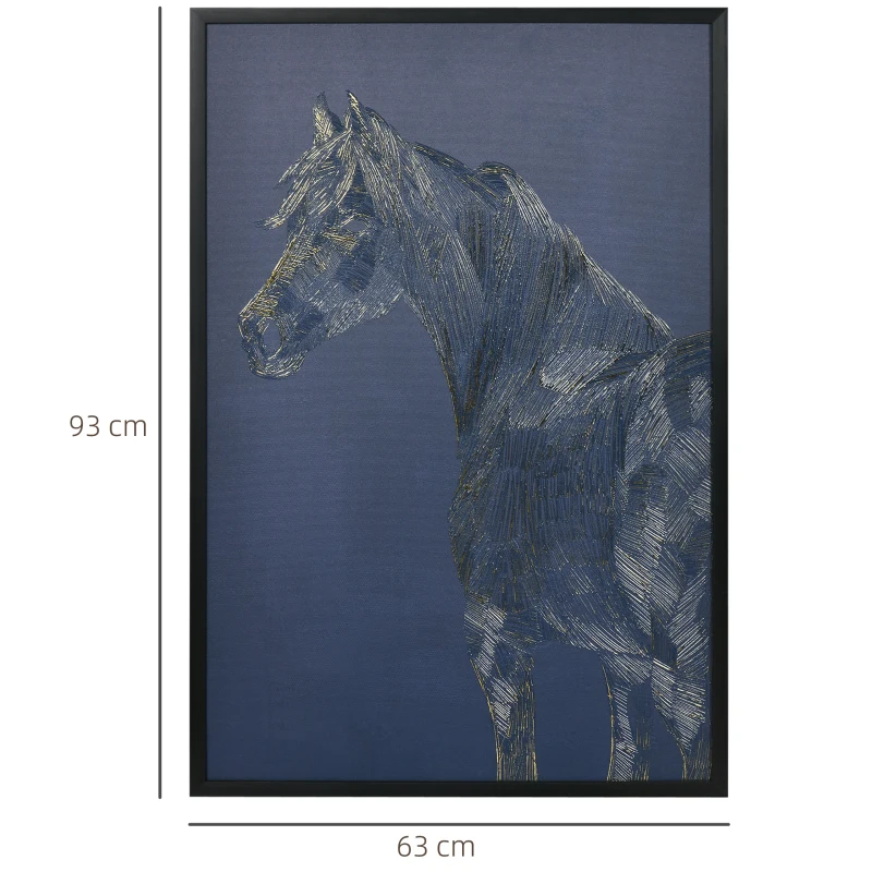 HOMCOM Canvas Wall Art Gold Textured Horse, Wall Pictures for Living Room Bedroom Decor, 93 x 63 cm