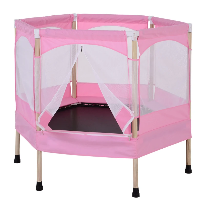 HOMCOM 4FT / 50 Inch Kids Trampoline with Enclosure Net Indoor Outdoor Rebounder for Child Toddler Age 3 - 12 Years Pink