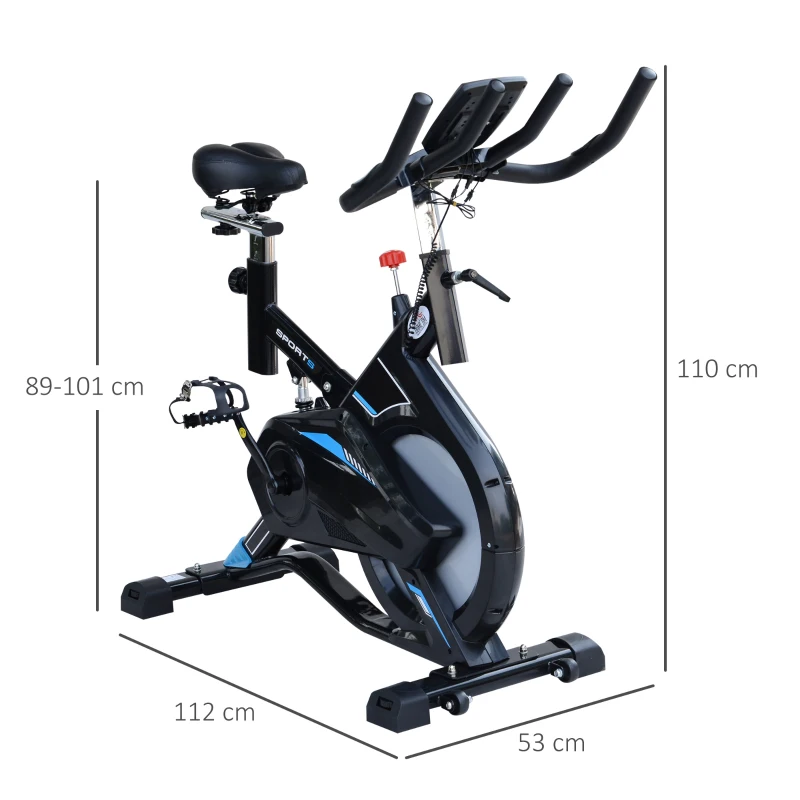 HOMCOM Stationary Exercise Bike 13KG Flywheel Indoor Cycling Bicycle Cardio Workout Trainer w/ Heart Pulse Sensor & LCD Monitor Adjustable Resistance Black