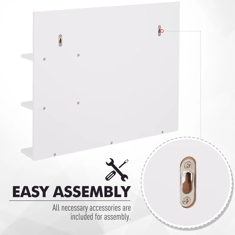 kleankin 60 x 10 x 48cm Bathroom Simple and Stylish Wall Mirrior with 3 Tiers Shelves, White