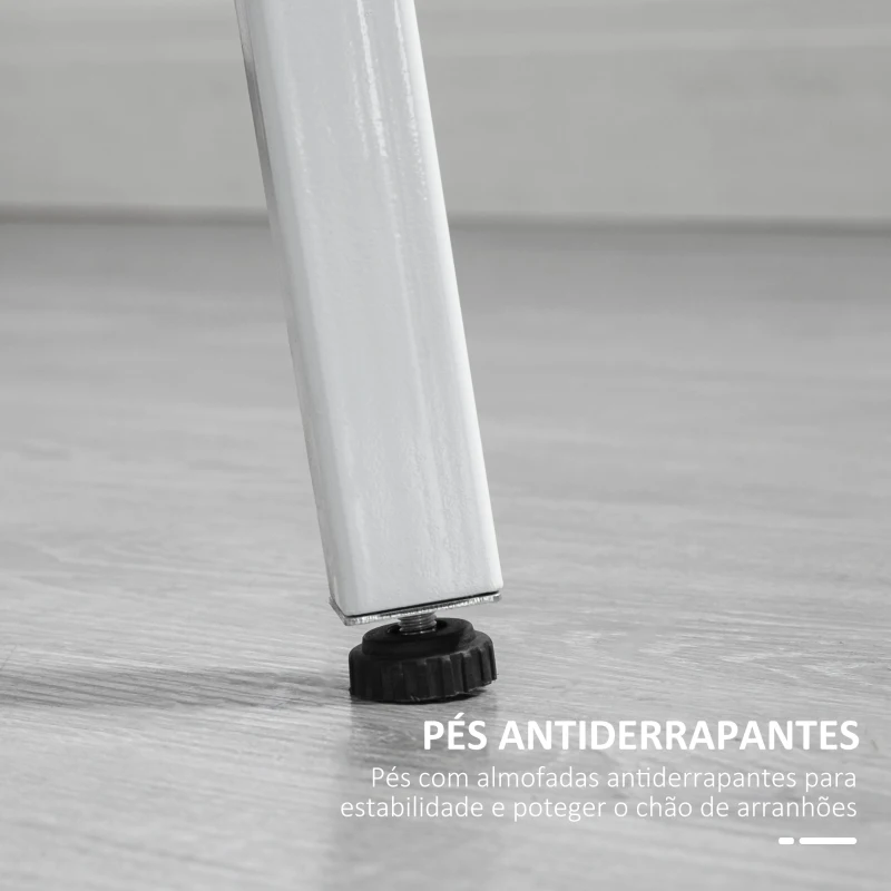 HOMCOM Mesa de Sala de Jantar Redonda para 4 Pessoas Mesa de Cozinha Moderna com Pés de Aço Ø80x76 cm Madeira e Branco