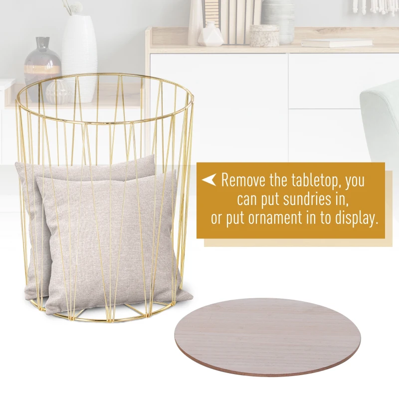 HOMCOM Coffee Tables Set of 2, Side Tables with Metal Frame, End Tables for Living Room, Bedroom - Gold Color Base