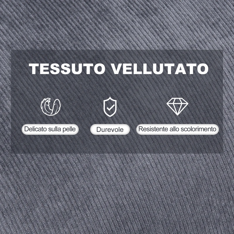 HOMCOM Poltrona Relax Reclinabile con Pouf Poggiapiedi in Velluto a Costine, Grigio