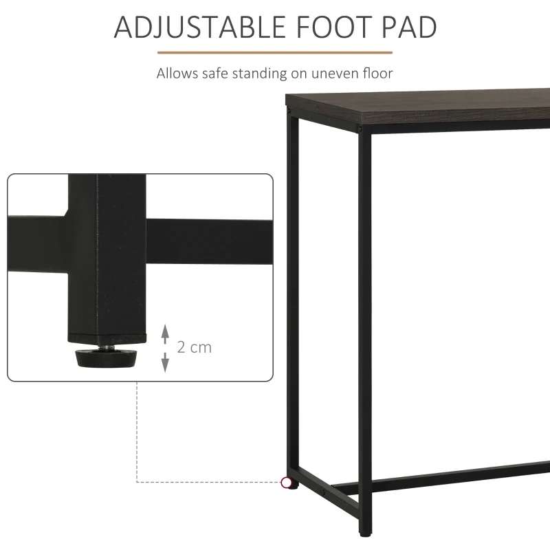 HOMCOM Industrial Bar Table with 2-Tier Storage Shelf, Pub Desk with Adjustable Foot Pad for Living Room, Kitchen, Bedroom, Cafe, Restaurant