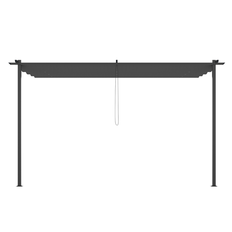Outsunny Gazebo Pergola 4x3m in Acciaio e Poliestere con Tettuccio Scorrevole, Grigio