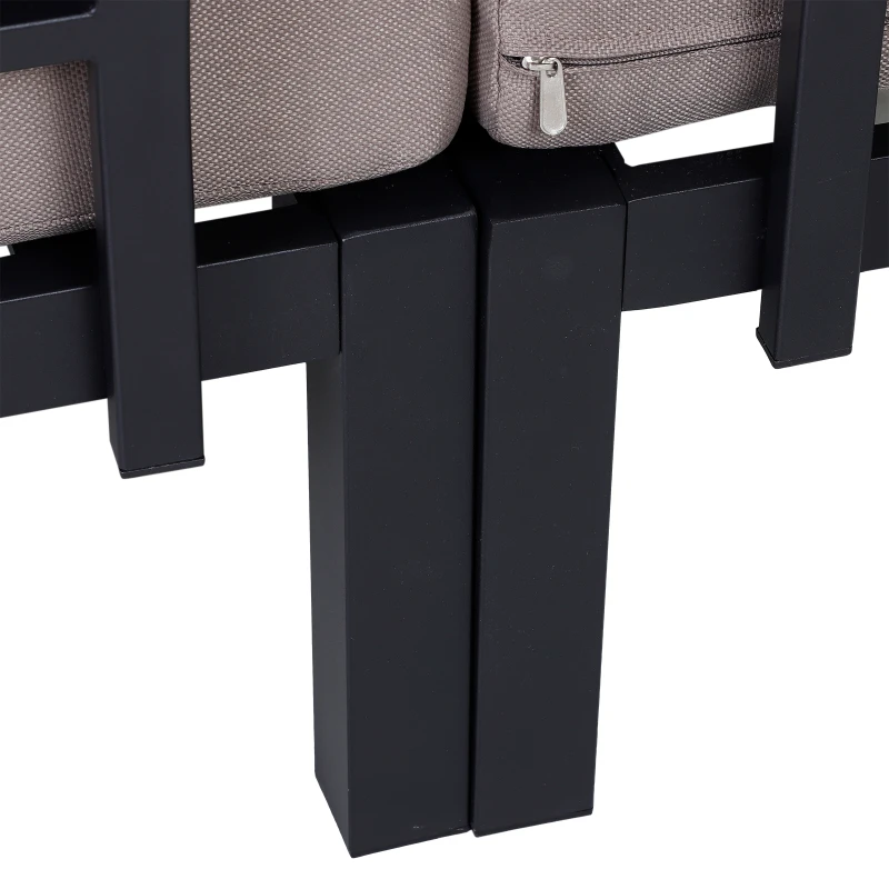 Outsunny Gartenmöbel-Set für 3 Personen mit Beistelltisch, Sofa mit Kissen, Outdoor, Aluminium, 164 x 74 x 69 cm