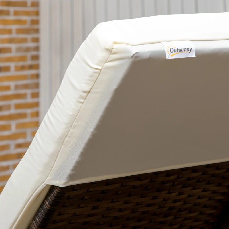 Outsunny Conjunto de 2 Espreguiçadeiras de Vime Sintético com Mesa de Centro Encosto Reclinável em 5 Posições 196x54x32cm Marrom