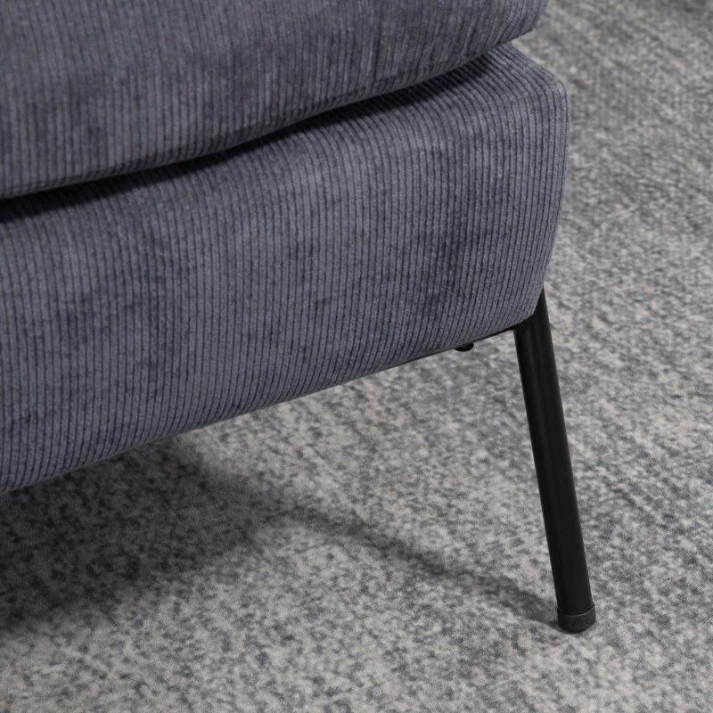 HOMCOM Sillón de Relax con Reposapiés Sillón Reclinable con Respaldo Ajustable Tapizado en Pana 68x91,5x88 cm Gris