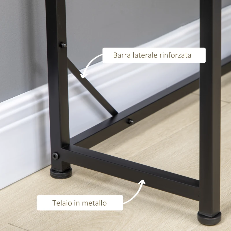 HOMCOM Scrivania Angolare Salvaspazio in Legno e Metallo Stile Industriale, 80x80x75.5cm