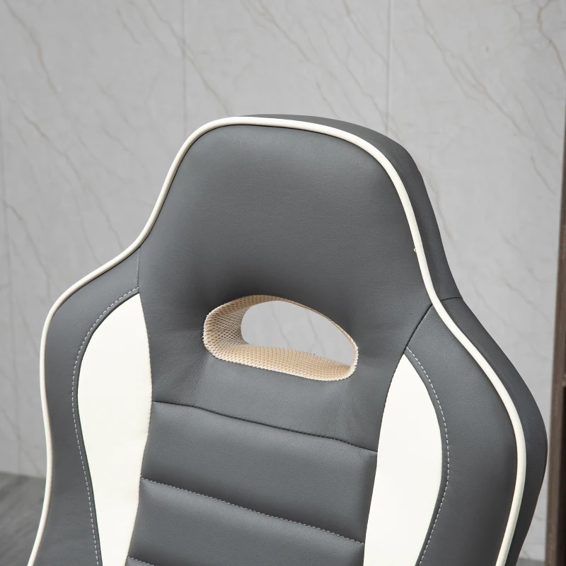 Vinsetto Computer Gaming Chair, Office Desk Swivel Chair, PU Leather Racing Chair with 90° Flip-up Armrest, Adjustable Height and Rolling Wheels, Grey