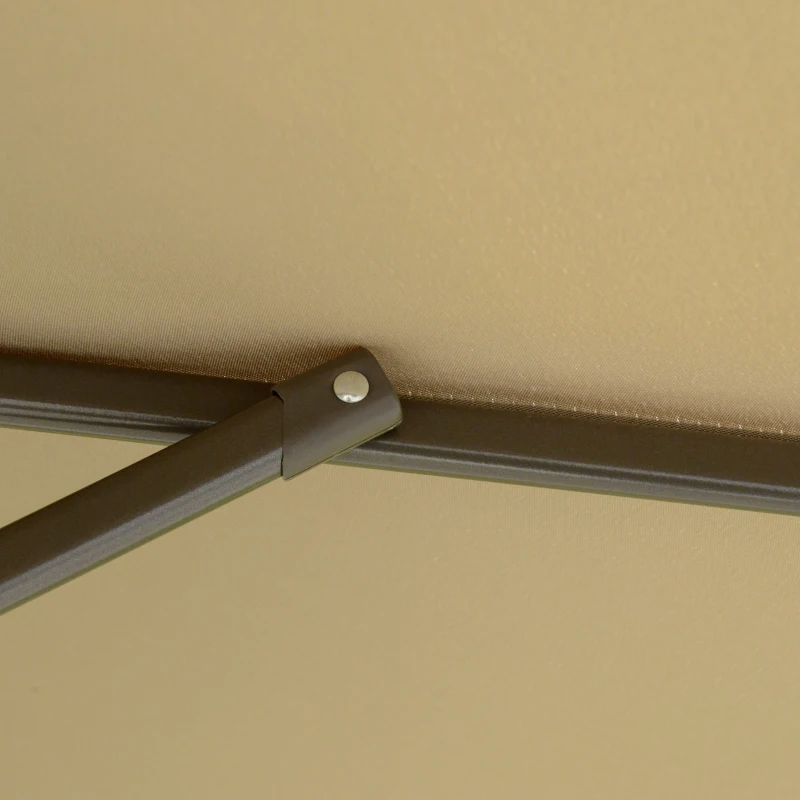 Outsunny Parasolar de gradina de 2.7m cu maner de reglare, parasolar cu nivel dublu si baza pentru exterior, umbrela de soare suspendata, Maro