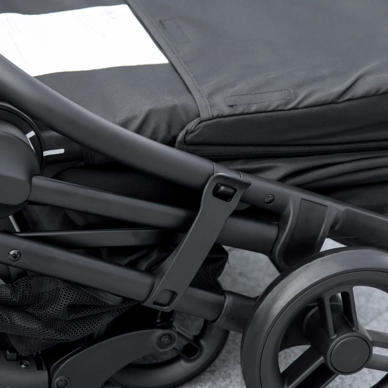 HOMCOM Silla de Paseo Ligera con Asiento Reversible y Reclinable Cochecito para Bebé de 0-36m Plegable 83x59x104cm Negro