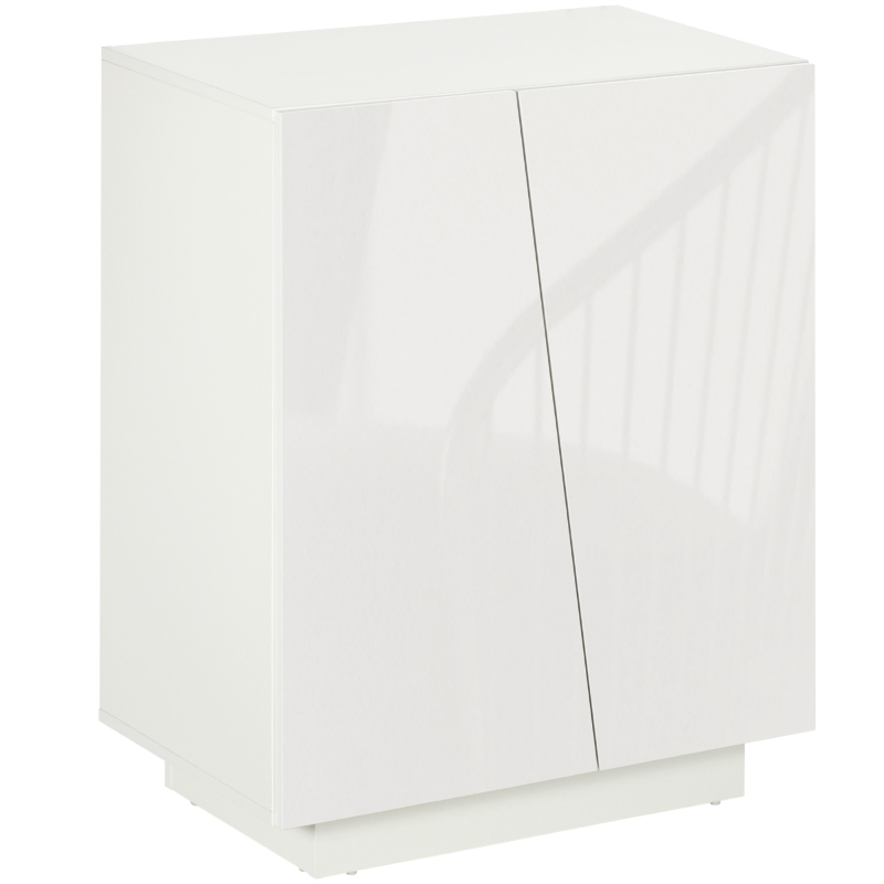 HOMCOM High Gloss Storage Cabinet, Freestanding Storage Cupboard with Adjustable Shelves for Living Room, Bedroom, Hallway, White