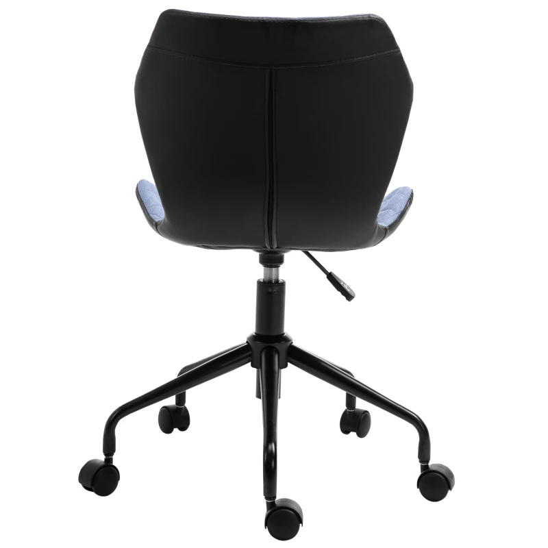HOMCOM Office Computer Desk Chair, Swivel Task Chair no Arms, Fabric Study Chair with Adjustable Height and Rolling Wheels for Home Work, Blue